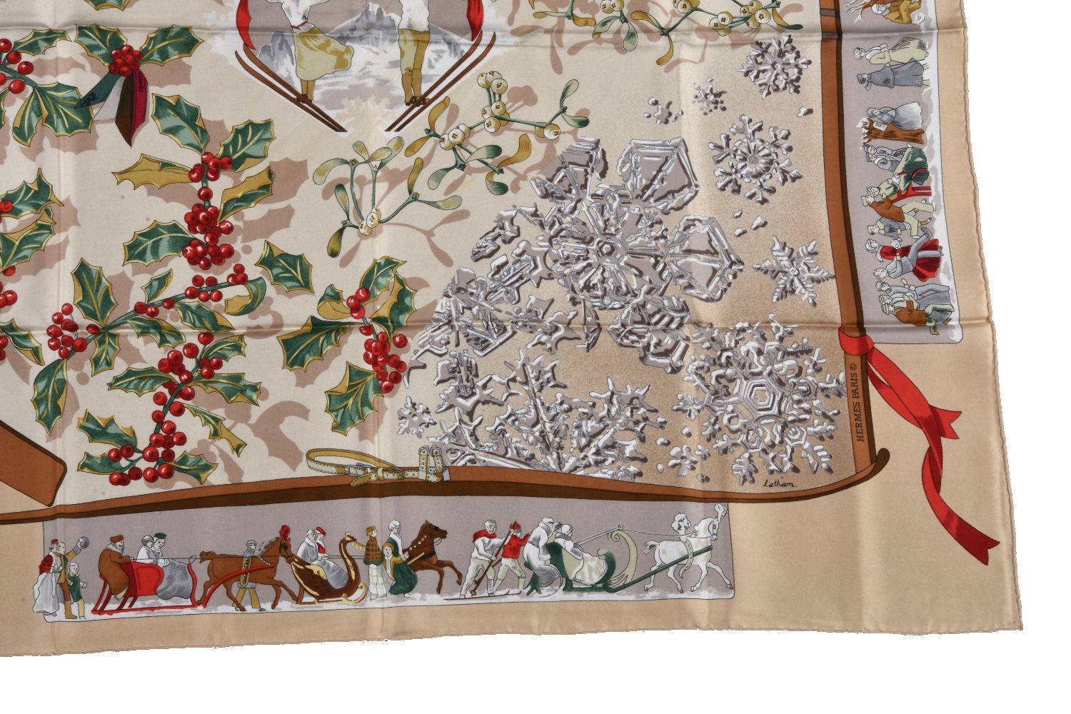 Hermès, Neige d'Antan, a beige silk scarf - Image 4 of 4