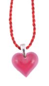 A red glass heart pendant by Lalique