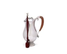 Georg Jensen, a Danish silver baluster chocolate pot or pitcher