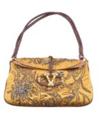 Valentino Garavani, a gold silk clutch or shoulder bag