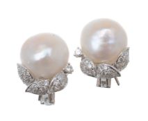 A pair of South Sea cultured pearl earrings
