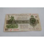 Warren Fisher George V Ten Shillings Bank Note W/57 456829 (F to VF)