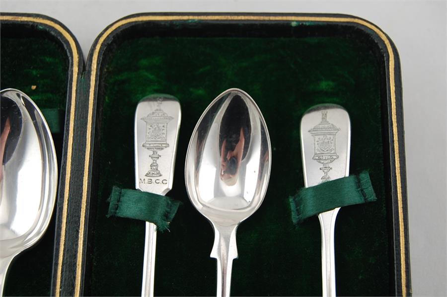 Six Hallmarked Silver Tea Spoons Kensington Rifle Club & Maidenhead and Bray Cricket Club - Image 3 of 3