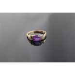 A 9ct Gold Ring set Amethyst and Diamonds