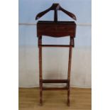 Gentleman’s Mahogany Valet Stand, barley twist column, splayed feet