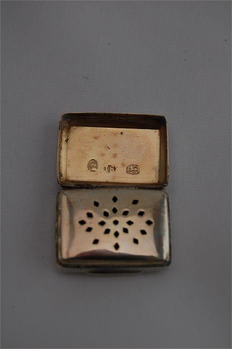 A Silver Miniature Vinaigrette (with original sponge), Birmingham, 1797 - Maker IB - Image 2 of 2