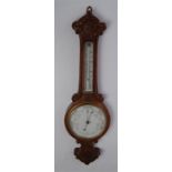 An Edwardian Solid Oak Cased Barometer Possibly Black Forest