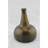 An Early 18th Century Dutch Green Glass Onion Bottle with kick-up base