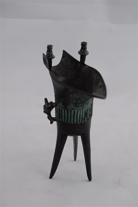 Reproduction Bronze Chinese Ceremonial Jue Cup - Image 2 of 2