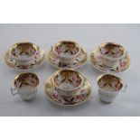 Hand Painted and Gilded 19th C Tea Set, possibly Coalport (unmarked)