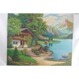 Austrian Lake Scene, Oil on Board, dated 1967, Signed Lower Right (not clear)