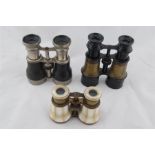 Two pair of 19th / 20th C. Binocular and One pair Mother of Pearl Cased Opera Glasses