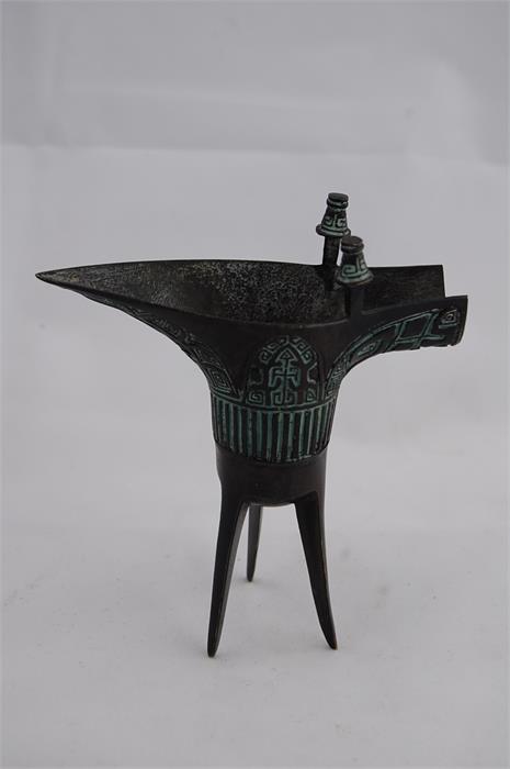 Reproduction Bronze Chinese Ceremonial Jue Cup