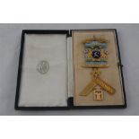 A 9ct Gold Masonic Past Master Breast Jewel with Working Tools - Hendon Lodge no. 2206