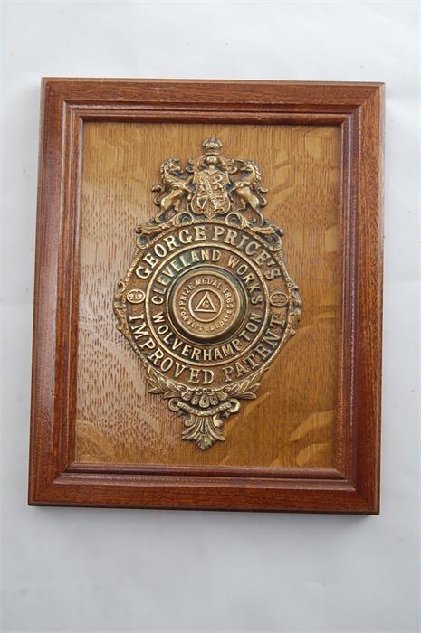 A 19th C. 'George Price's Improved Patent' safe escutcheon, mounted