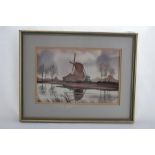 THOMAS MOORE, 'Windmill', Watercolour, Signed, 25cm x 16cm