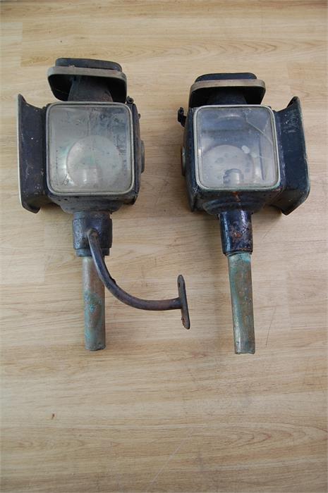 Pair 19th C Russell & Co. Walsal Carriage Lamps - Image 5 of 6