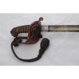 Victorian 1827 Pattern Royal Navy Warrant Officers Sword with black fish skin grip
