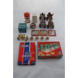 A collection of vintage toys including Tubby Trex combination money box, etc