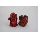 Two Carved Netsuke, Three Wise Monkeys plus One Other