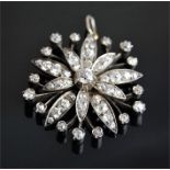 Victorian Flower / Star pendant, set 51 Old Cut Diamonds