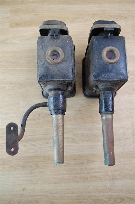 Pair 19th C Russell & Co. Walsal Carriage Lamps - Image 4 of 6