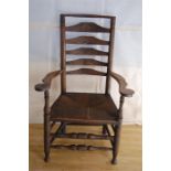 An early Ash with Rush seat Norfolk ladder back chair