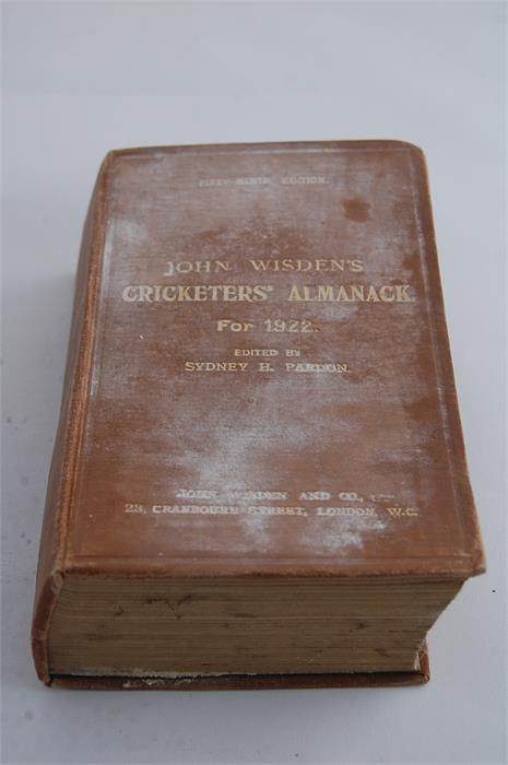 John Wisden's Cricketers' Almanack for 1922 59th Edition from the Duke family.