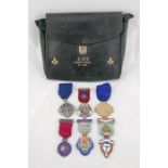 Six Masonic Medals Including The Silver Hall Stone WWI and Masonic silver gilt Gratitude medal