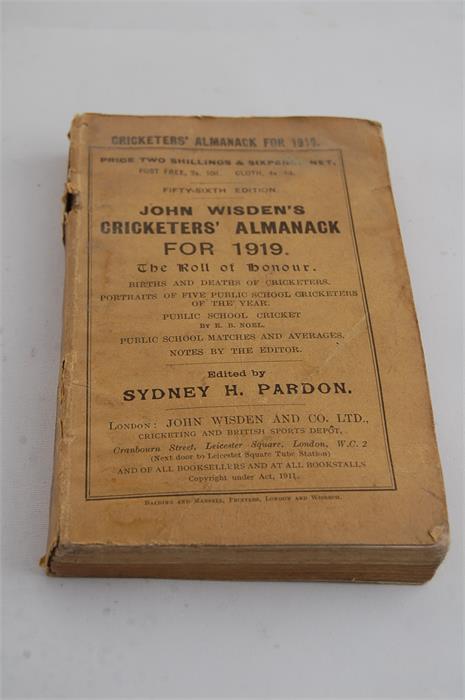 John Wisden's Cricketers' Almanack for 1919 56th Edition from the Duke family.