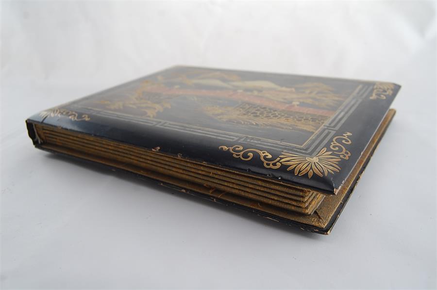 Early 20th C. Japanese Lacquer Postcard Album - Image 5 of 6