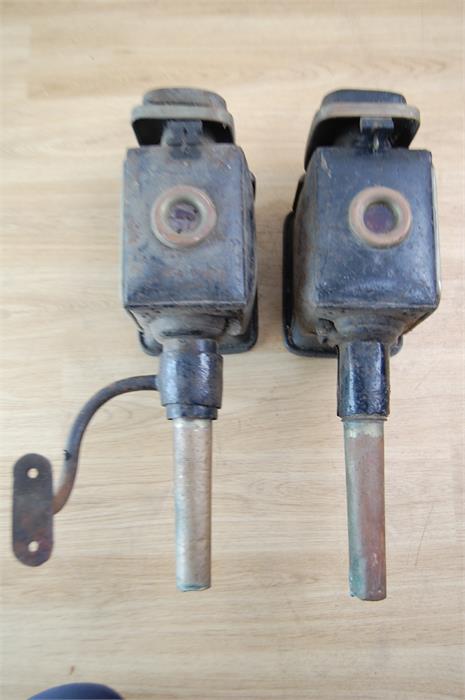 Pair 19th C Russell & Co. Walsal Carriage Lamps - Image 3 of 6