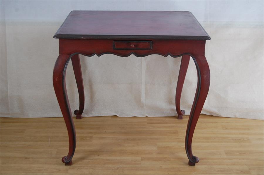 Antique Oriental style red occasional table off the super yacht Dona Amelia 'Mamma Mia'