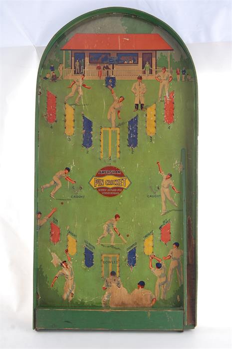 Vintage Amersham Pin Cricket Bagatelle Board