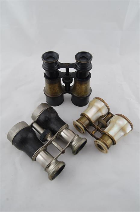 Two pair of 19th / 20th C. Binocular and One pair Mother of Pearl Cased Opera Glasses - Image 2 of 2