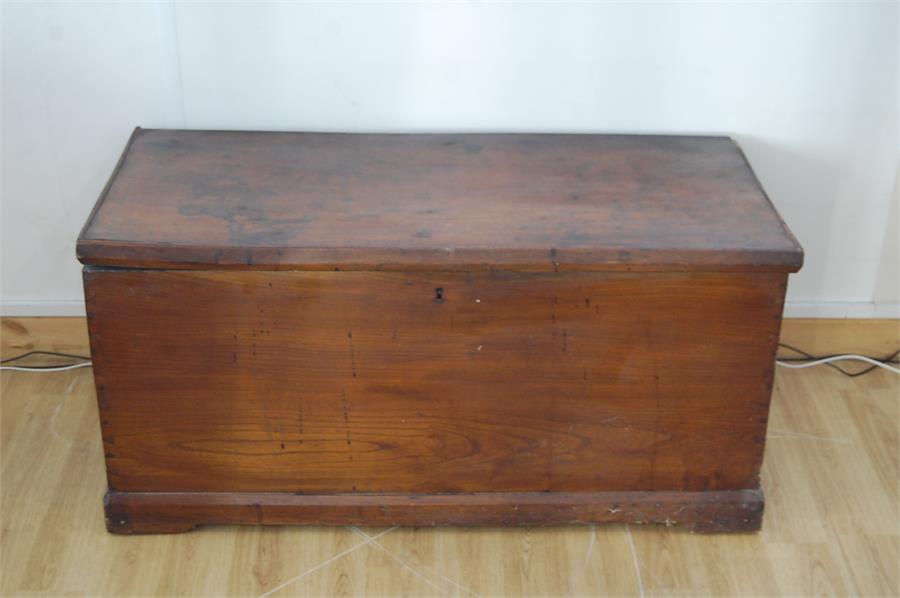 18th / 19th C. Pitch Pine Blanket Box with Iron Carry Handles
