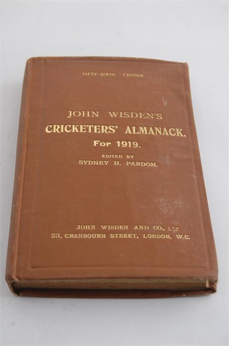 John Wisden's Cricketers' Almanack for 1919 56th Edition from the Duke family.