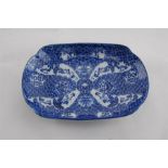 Glazed Blue and White Japanese Arita Rectangular Dish