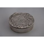 19th Century Silver Hallmarked Oval Box Depicting Deer in Foliage