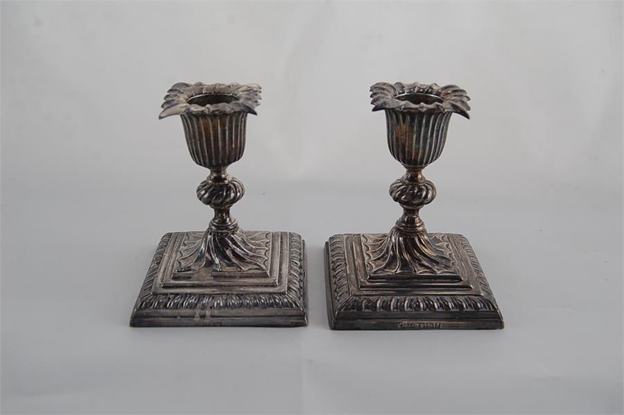 Pair Small Silver Candle Sticks, James Dixon & Sons, Sheffield, 1892