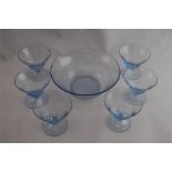 Vintage Blue Glass Punch Set