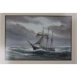 Andrew Craig Rutter (1912-2000) Schooner in Rough Sea, Watercolour, signed lower left