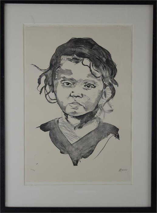 Matthew Small, Portrait of Child, framed, mounted, signed limited edition 37/40 W 38cm x H 56cm - Image 2 of 2