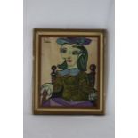 Follower of Picasso, Seated Lady, Oil on Board