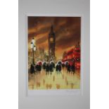 Peter Rodgers 'Reflections in the Rain' artist's proof no. 19/20 signed and mounted print