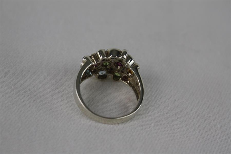 Silver ladies dress ring set semi precious stones - Image 2 of 3