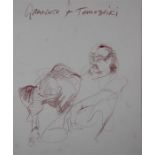 Ronnie Wood (Rolling Stones) 'Granato + Tomoshiki' self study original oil pastel on paper, signed