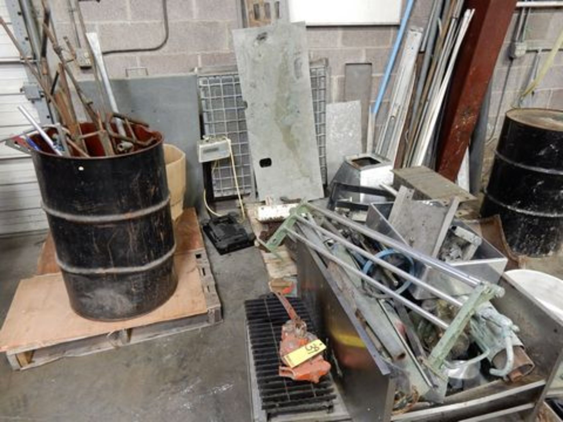 LOT STAINLESS, COPPER, STEEL SCRAP & MACHINE PARTS, INCLUDES CONDUIT IN CORNER