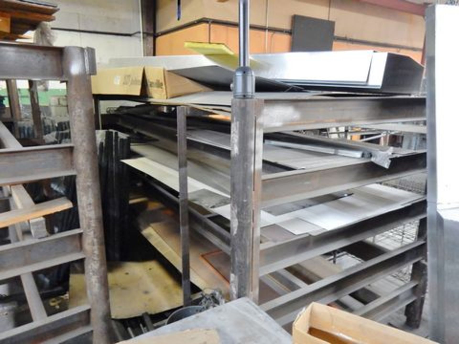 LOT (2) HORIZ. SHEET METAL RACKS, INCLUDING (1) 62" X 128" 5-TIER HORIZ. & (1) 62" X 11' 4-TIER