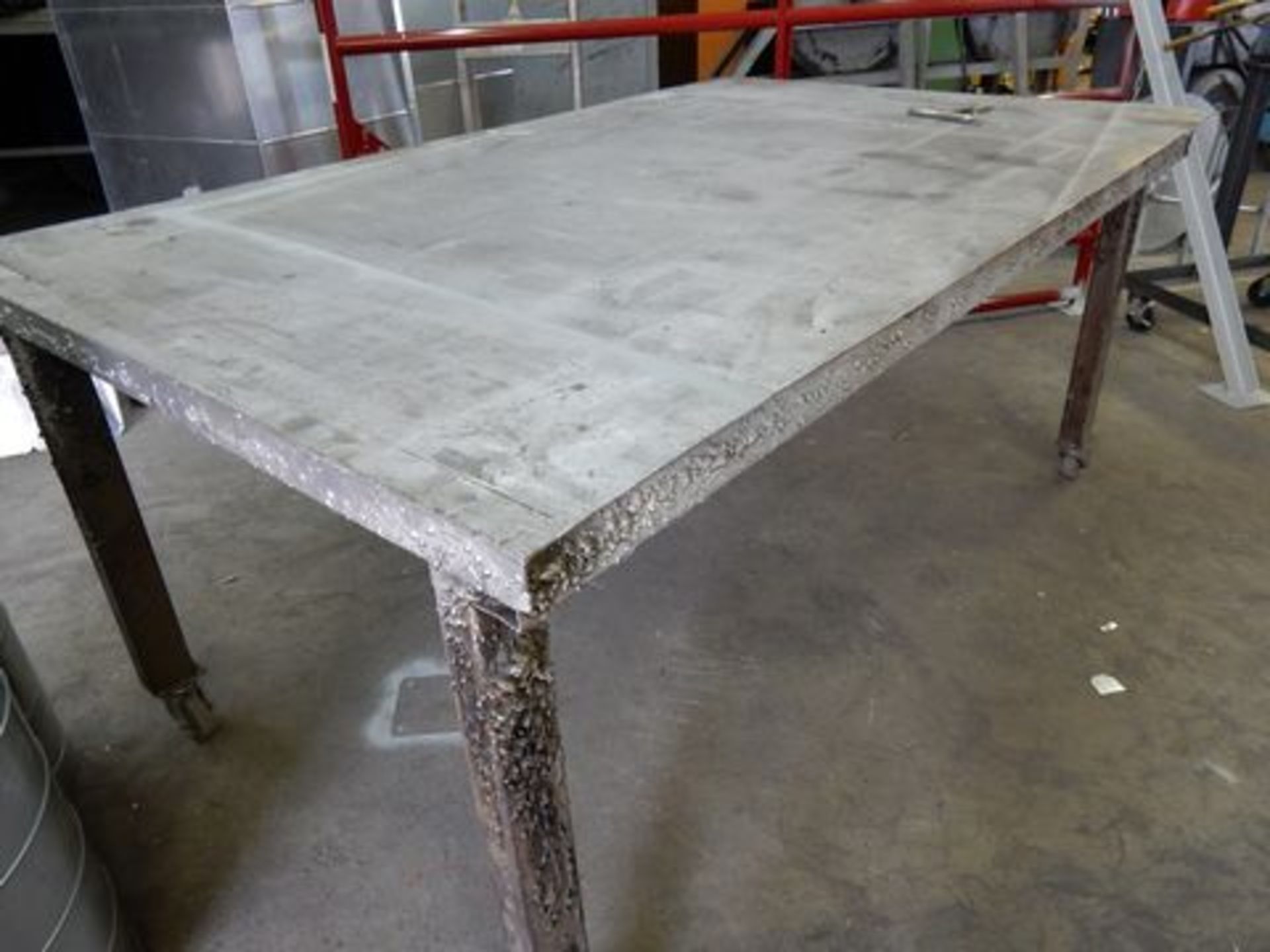 48" X 77" STEEL TOP WORK TABLE W/CASTORS